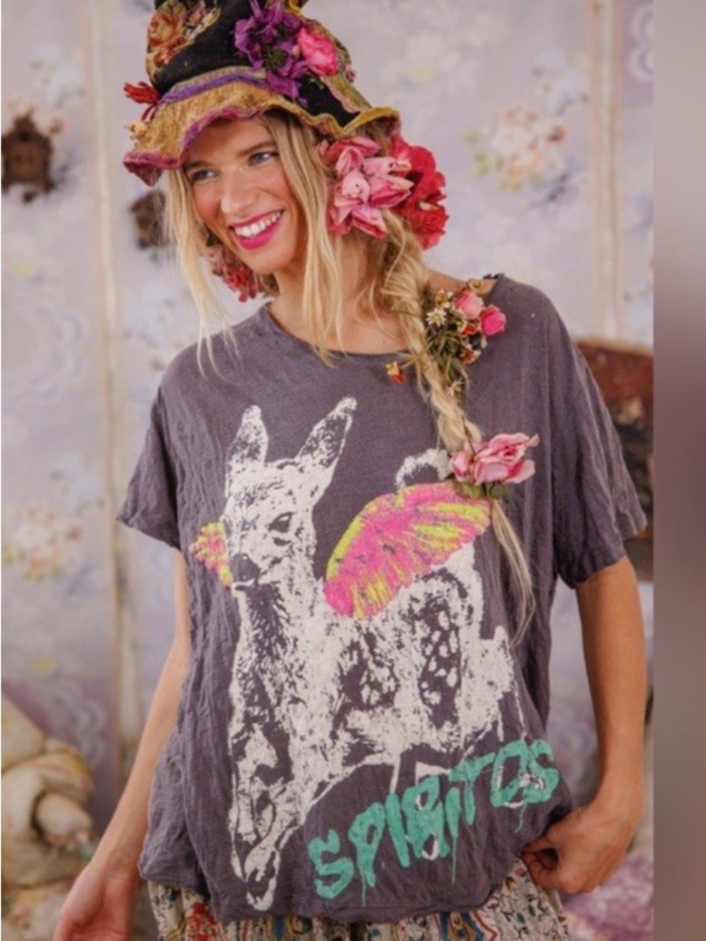 Magnolia Pearl Spiritos Tee with Pink Winged Fawn - Ozzy - NWT
